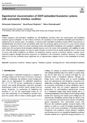 کتاب Experimental characterization of SDOF-embedded foundation systems with asymmetric interface condition