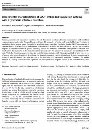 کتاب Experimental characterization of SDOF-embedded foundation systems with asymmetric interface condition