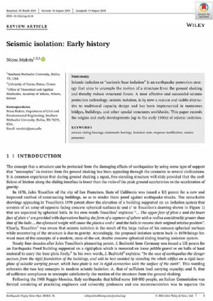 کتاب Seismic isolation: Early history