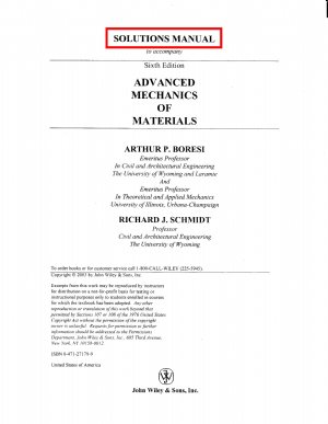 کتاب Solutions Manual to Advanced Mechanics of Material