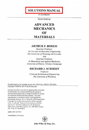 کتاب Solutions Manual to Advanced Mechanics of Material