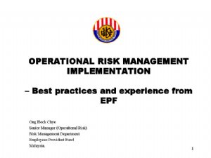 کتاب Operational Risk Management Implementation – Best Practices And Experience From EPF