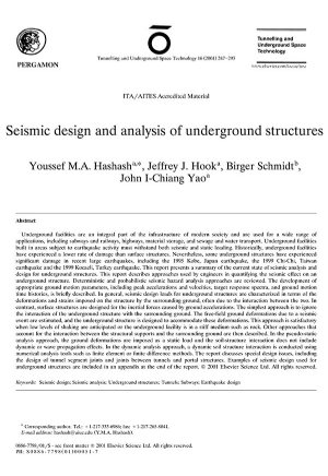 کتاب Seismic design and analysis of underground structures