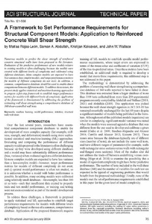 کتاب A Framework to Set Performance Requirements for Structural Component Models: Application to Reinforced Concrete Wall Shear Strength